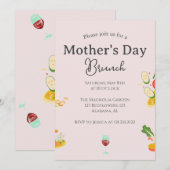 Invitation Brunch personnalisé pour la fête des mères | thème (Devant / Derrière)