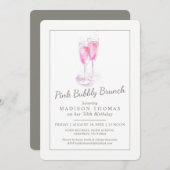 Invitation Brunch pétillant rose bulles de champagne événemen (Devant / Derrière)