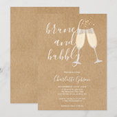 Invitation Brunch Pétillant Script Mariage Champêtre Kraft (Devant / Derrière)