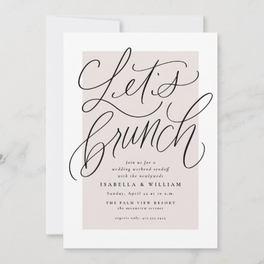 Invitation Brunch poêlé rose pâle après mariage (Devant)