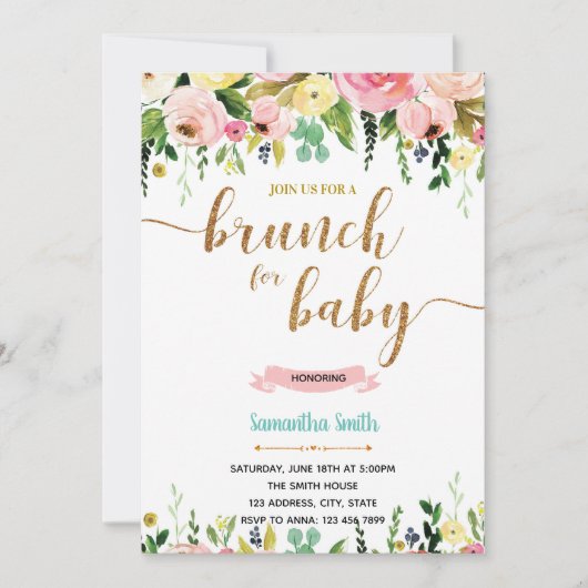 Invitation Brunch pour baby shower (Devant)