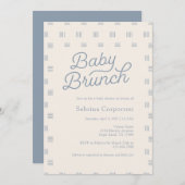 Invitation Brunch pour bébé bleu Dusty | Sage Boho minimalist (Devant / Derrière)