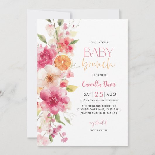 Invitation Brunch pour bébé Citrus, Lumineuse de citron (Devant)