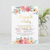 Invitation Brunch pour bébé - Fleurs printanières (Debout devant)