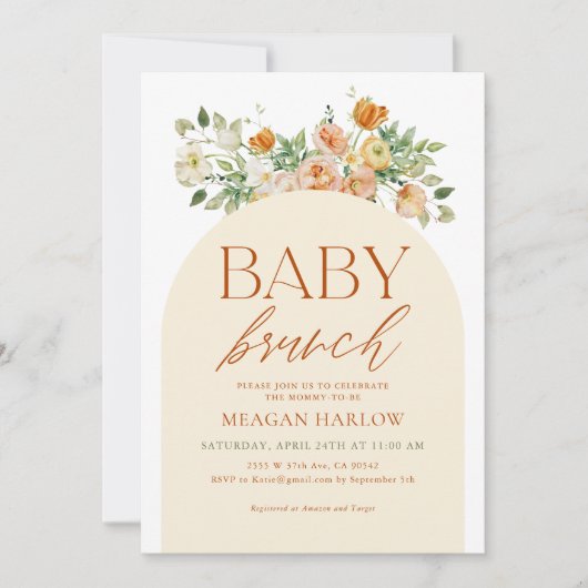 Invitation Brunch pour bébé Floral Boho Spring (Devant)