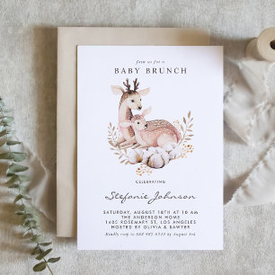 Invitation Brunch pour bébé maman et bébé cerf de bois