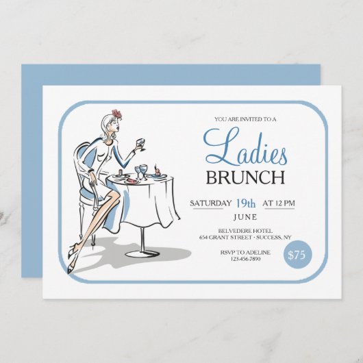 Invitation Brunch pour dames (Devant / Derrière)
