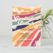 Invitation Brunch rétro de graduation à l'aquarelle branché (Debout devant)