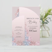 Invitation Brunch rose boho  printemps or et mousseux (Debout devant)