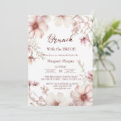 Invitation Brunch Rose Et Blanc Fleur Cerisier Avec Mariée (Debout devant)