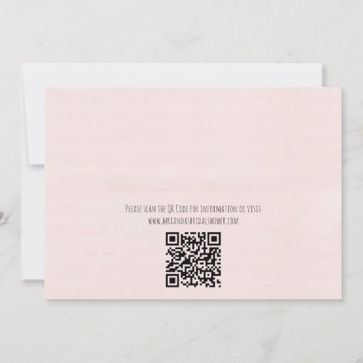 Invitation Brunch rose et Fête des mariées bulle Code QR (Dos)