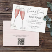 Invitation Brunch rose et Fête des mariées bulle Code QR