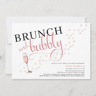 Invitation Brunch rose et Fête des mariées champagne Bubbly