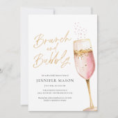 Invitation Brunch rose et Fête des mariées mousseuse (Devant)