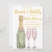 Invitation brunch rose et or et douche à bulles (Devant)