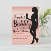 Invitation brunch rose et or et douche à bulles (Debout devant)