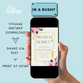 Invitation Brunch rose et or & Fête des mariées Bubbly