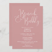 Invitation Brunch Rose Rose Duisier Et Fête des mariées Bubbl (Devant / Derrière)