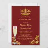 Invitation Brunch royal rouge et or et bulle (Devant)