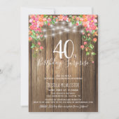 Invitation Brunch Rustic Floral 40e anniversaire surprise (Devant)