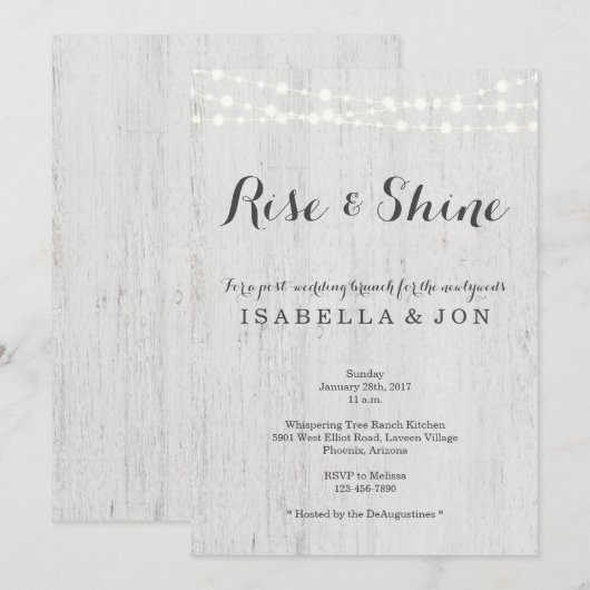 Invitation Brunch rustique de lendemain de mariage (Devant / Derrière)