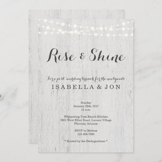 Invitation Brunch rustique de mariage après la noce (Devant / Derrière)