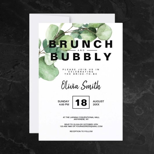 Invitation Brunch rustique et Fête des mariées Bubbly