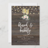 Invitation brunch rustique floral et douche à bulles (Devant)