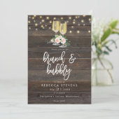 Invitation brunch rustique floral et douche à bulles (Debout devant)