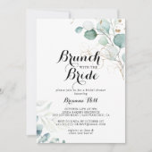Invitation Brunch Rustique Gold Floral avec douche de mariée (Devant)