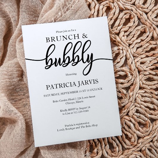 Invitation Brunch Simple Et Élégant Et Fête des mariées Bubbl
