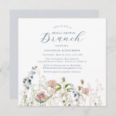 Invitation Brunch simple Fleur sauvage Fête des mariées bleu (Devant / Derrière)