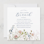 Invitation Brunch simple Fleur sauvage Fête des mariées bleu (Devant)