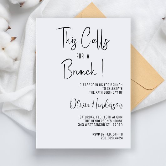 Invitation Brunch simple minimal de fête d'anniversaire moder