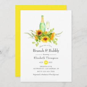 Invitation Brunch Sunflowers et Fête des mariées Bubbly