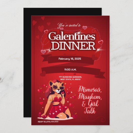 Invitation Brunch sur mesure de Galentine (Devant / Derrière)