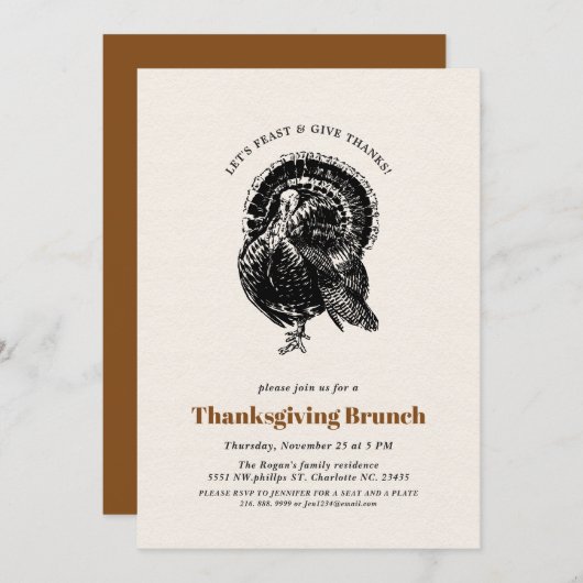 Invitation Brunch Thanksgiving | Turquie vintage (Devant / Derrière)