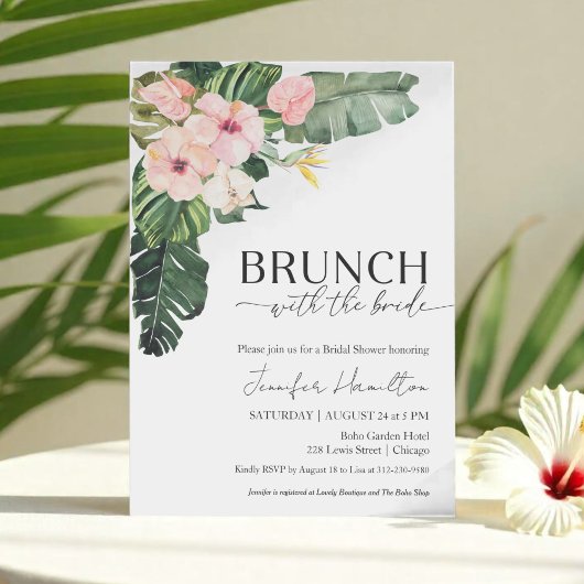 Invitation Brunch tropical avec la Fête des mariées de mariée