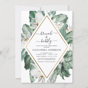 Invitation Brunch Tropical & Fête des mariées Bubbly Floral