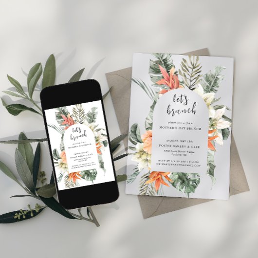 Invitation Brunch | Tropical Floral Mothers Day Brunch