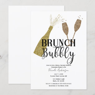 Invitation Brunch Verres à Champagne & Bubbly Enterrement de 