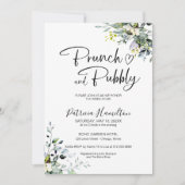 Invitation Brunch Vert Et Fête des mariées Bubbly (Devant)