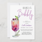 Invitation Brunch violet moderne et Fête des mariées bulle (Devant)