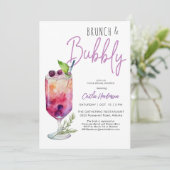 Invitation Brunch violet moderne et Fête des mariées bulle (Debout devant)
