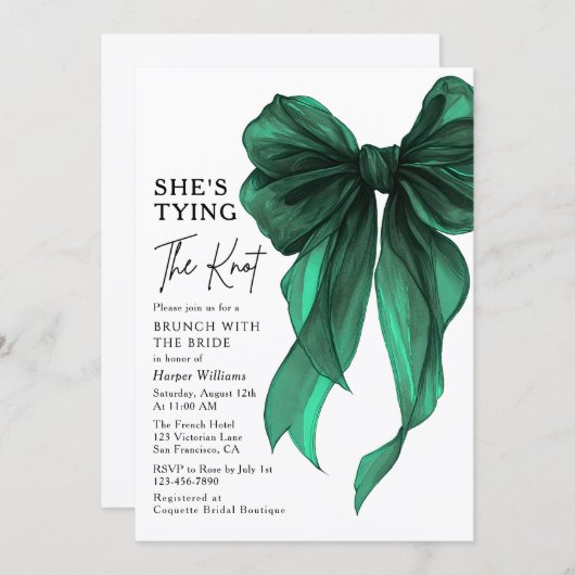 Invitation Brunch With The Bride She's Tying The Knot Bow (Devant / Derrière)