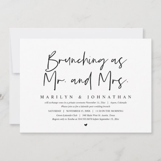 Invitation Brunching As M. et Mme, Mariage de poste Brunch (Devant)
