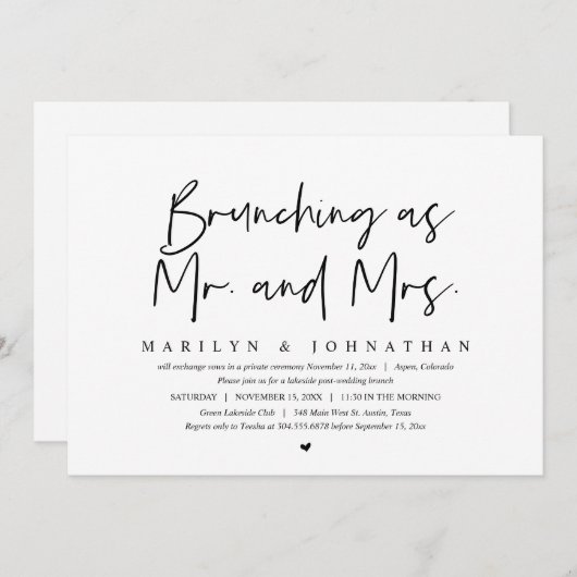Invitation Brunching As M. et Mme, Mariage de poste Brunch (Devant / Derrière)