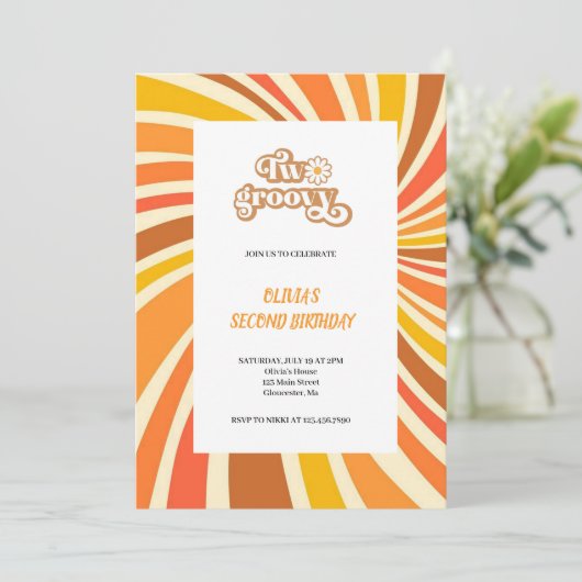 INVITATION BRUNE ET ORANGE GROOVY (Debout devant)