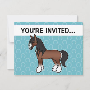 Invitation Brune Gypsy Vanner Shire Clydesdale de dessin anim