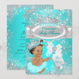 Invitation Brunette Aqua Wonderland Princess Baby shower